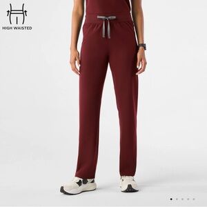 Figs High Waisted Livingston Basic Scrub Pants Burgundy